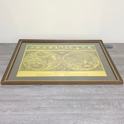 Vintage Blaeu Wall Map Gold Foil Nova Totivs Terrarum Novi Orbis Framed & Glazed