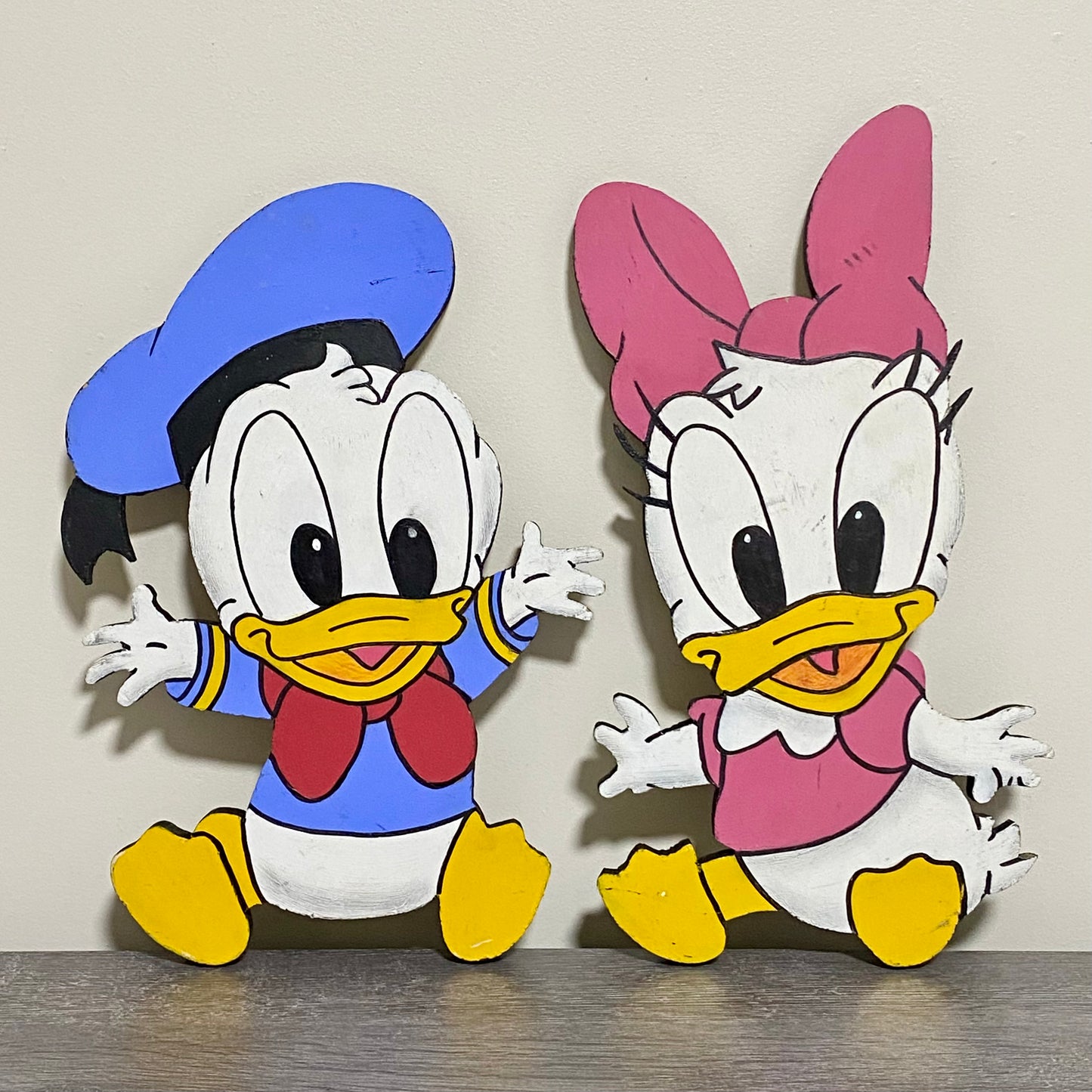 Donald & Daisy Duck Disney Wall Display Plaque Art Sign Set Of 2 Painted Pair