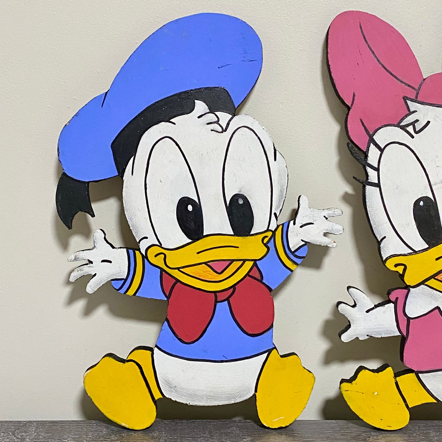 Donald & Daisy Duck Disney Wall Display Plaque Art Sign Set Of 2 Painted Pair