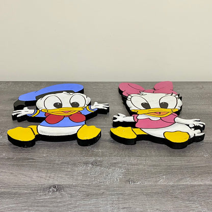 Donald & Daisy Duck Disney Wall Display Plaque Art Sign Set Of 2 Painted Pair