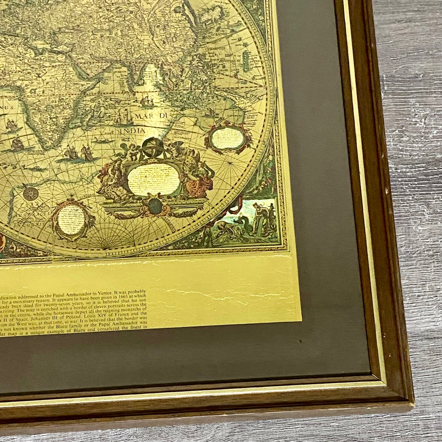 Vintage Blaeu Wall Map Gold Foil Nova Totivs Terrarum Novi Orbis Framed & Glazed