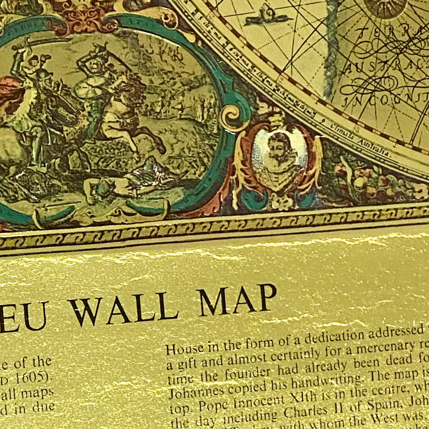 Vintage Blaeu Wall Map Gold Foil Nova Totivs Terrarum Novi Orbis Framed & Glazed