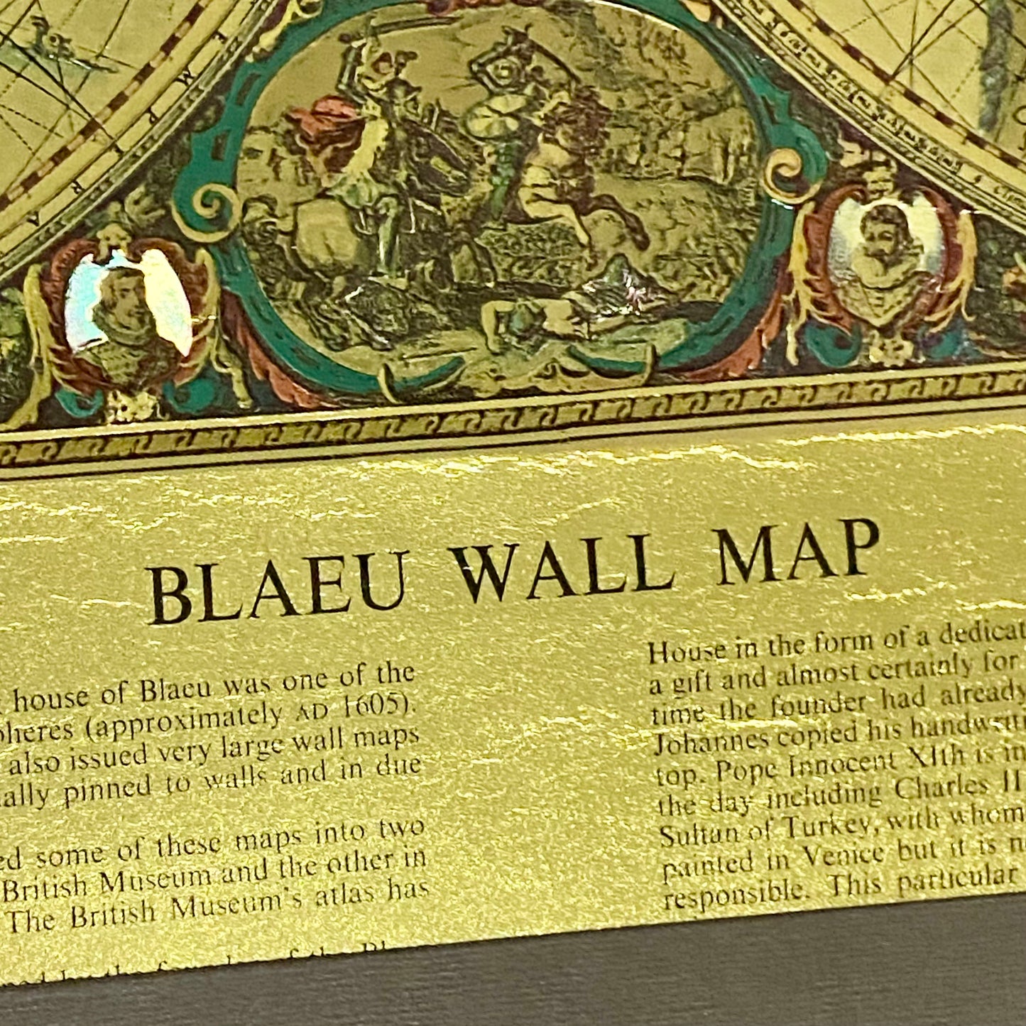 Vintage Blaeu Wall Map Gold Foil Nova Totivs Terrarum Novi Orbis Framed & Glazed