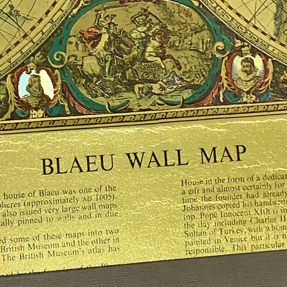 Vintage Blaeu Wall Map Gold Foil Nova Totivs Terrarum Novi Orbis Framed & Glazed