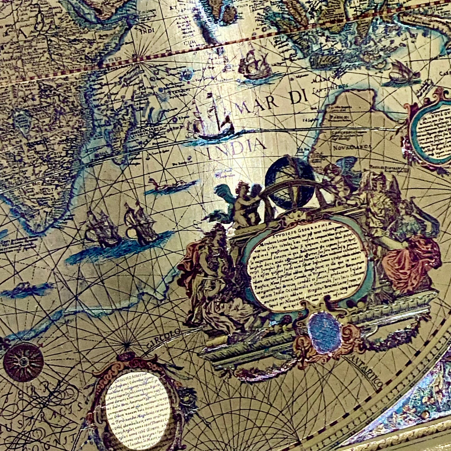 Vintage Blaeu Wall Map Gold Foil Nova Totivs Terrarum Novi Orbis Framed & Glazed