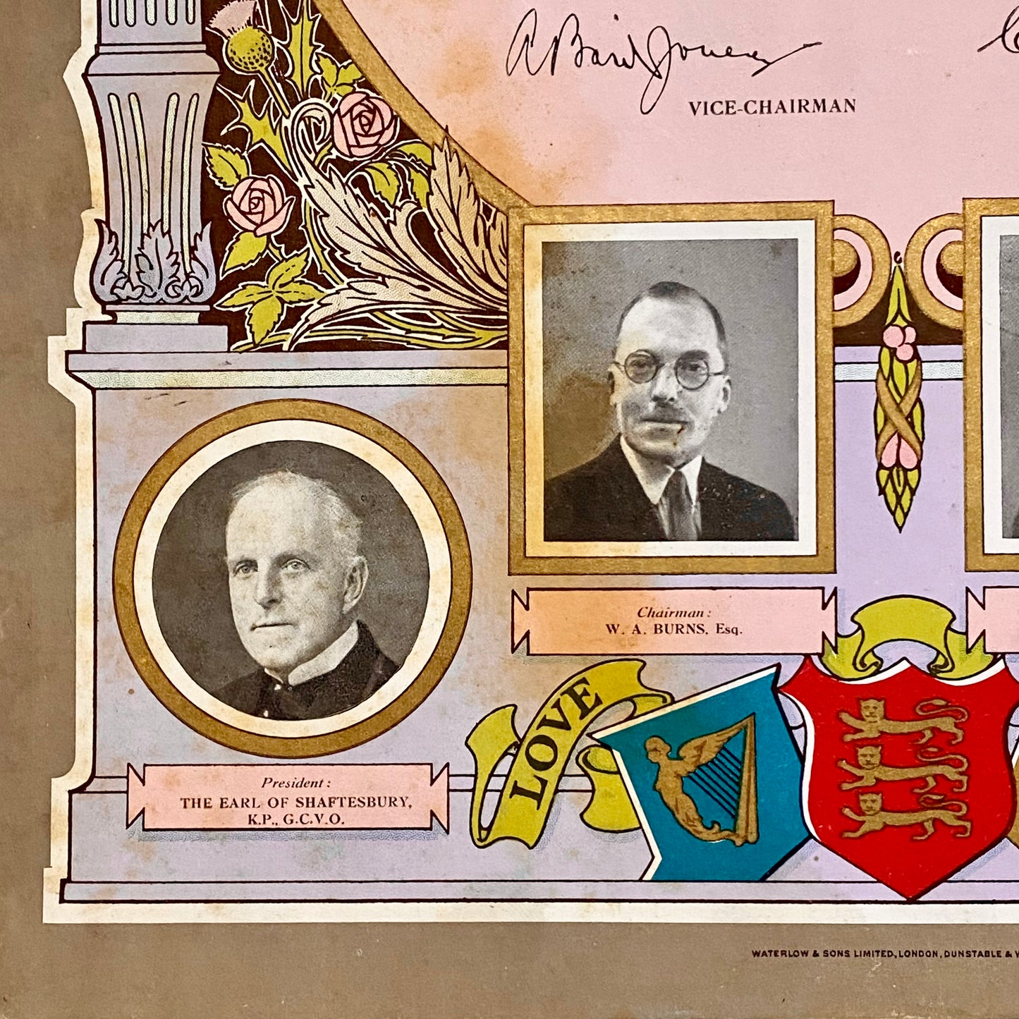 Vintage Senior Scholars Award Certificate On Board The Shaftesbury Society 1938