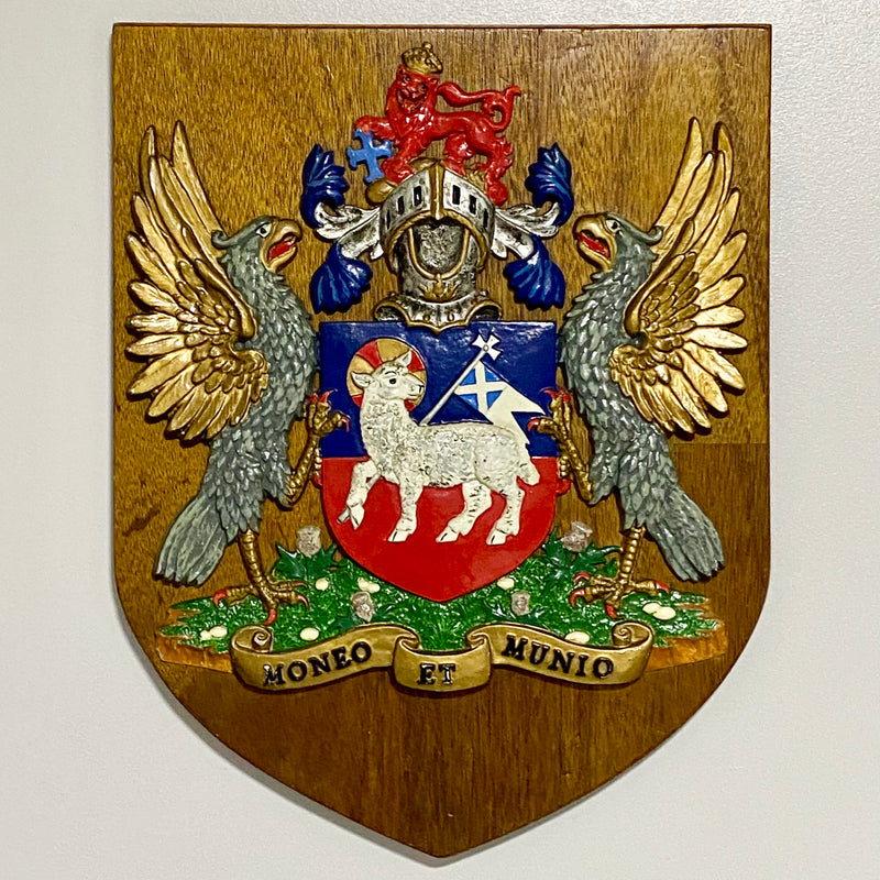 Vintage Heraldic Armorial General Accident Insurance Coat Of Arms Moneo Et Munio