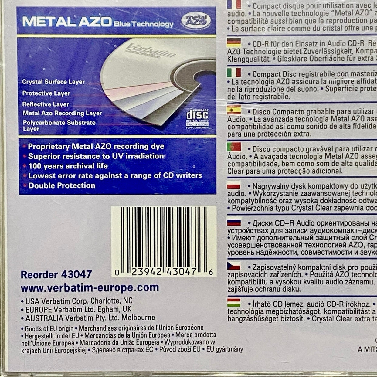 2x Audio CD-R Verbatim 80 Min Recordable CD Brand New & Sealed