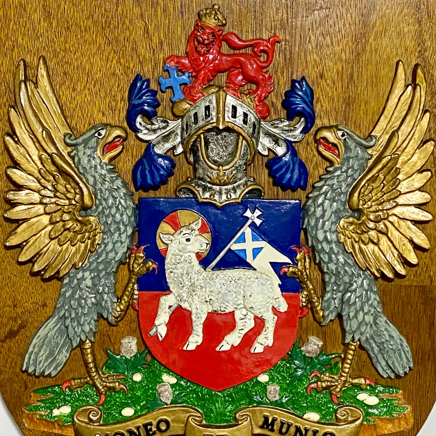 Vintage Heraldic Armorial General Accident Insurance Coat Of Arms Moneo Et Munio