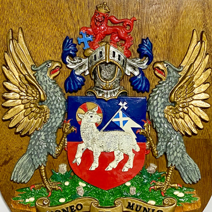 Vintage Heraldic Armorial General Accident Insurance Coat Of Arms Moneo Et Munio