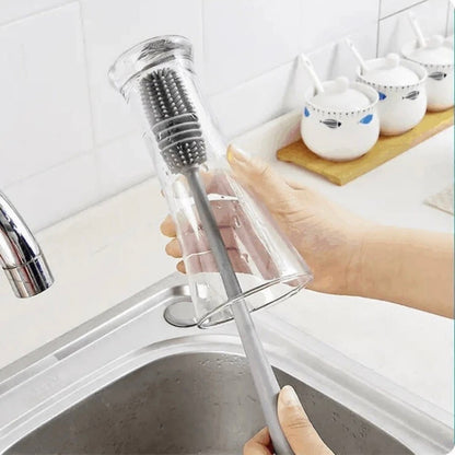 4 Piece Silicone Long Handle Bottle Brush Glass Cleaning Kitchen Washing Tool