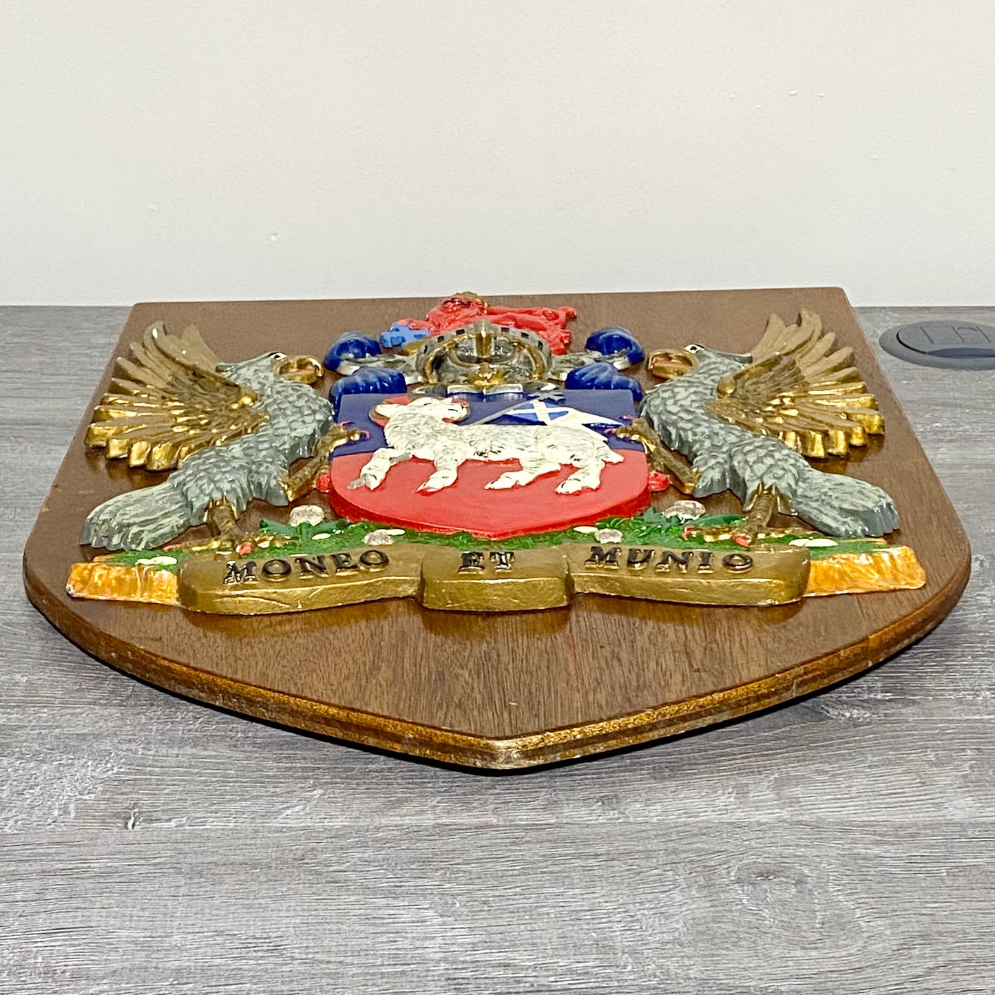 Vintage Heraldic Armorial General Accident Insurance Coat Of Arms Moneo Et Munio