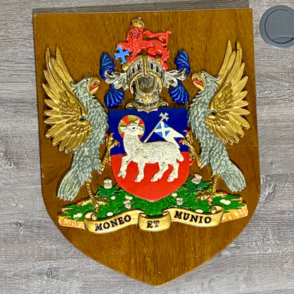 Vintage Heraldic Armorial General Accident Insurance Coat Of Arms Moneo Et Munio