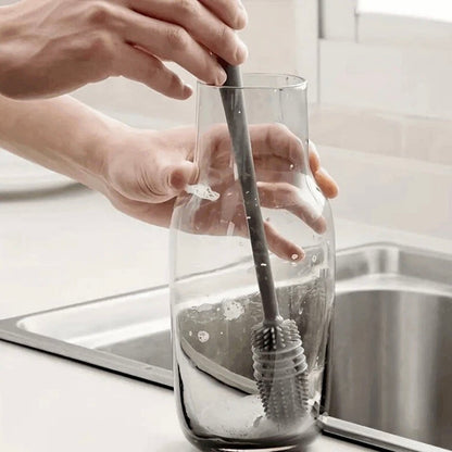 4 Piece Silicone Long Handle Bottle Brush Glass Cleaning Kitchen Washing Tool