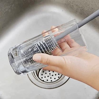 4 Piece Silicone Long Handle Bottle Brush Glass Cleaning Kitchen Washing Tool
