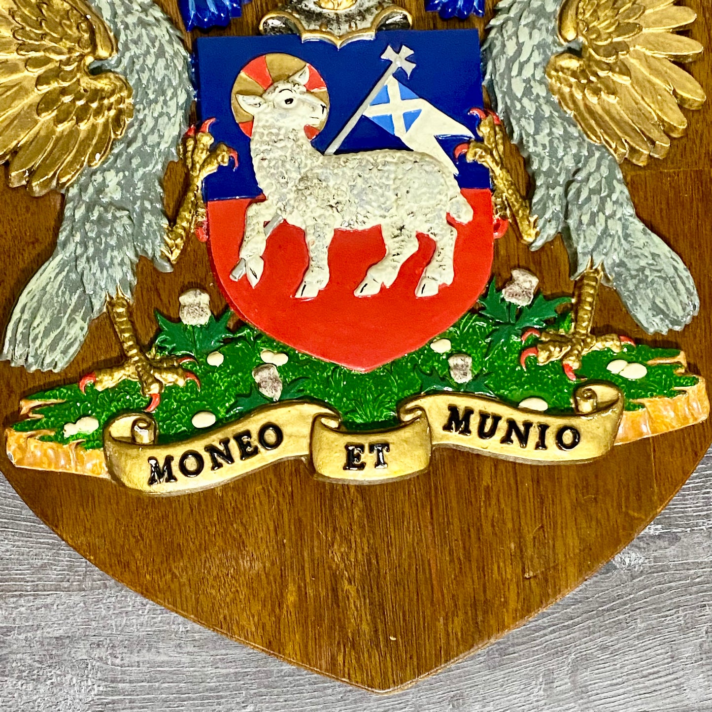 Vintage Heraldic Armorial General Accident Insurance Coat Of Arms Moneo Et Munio