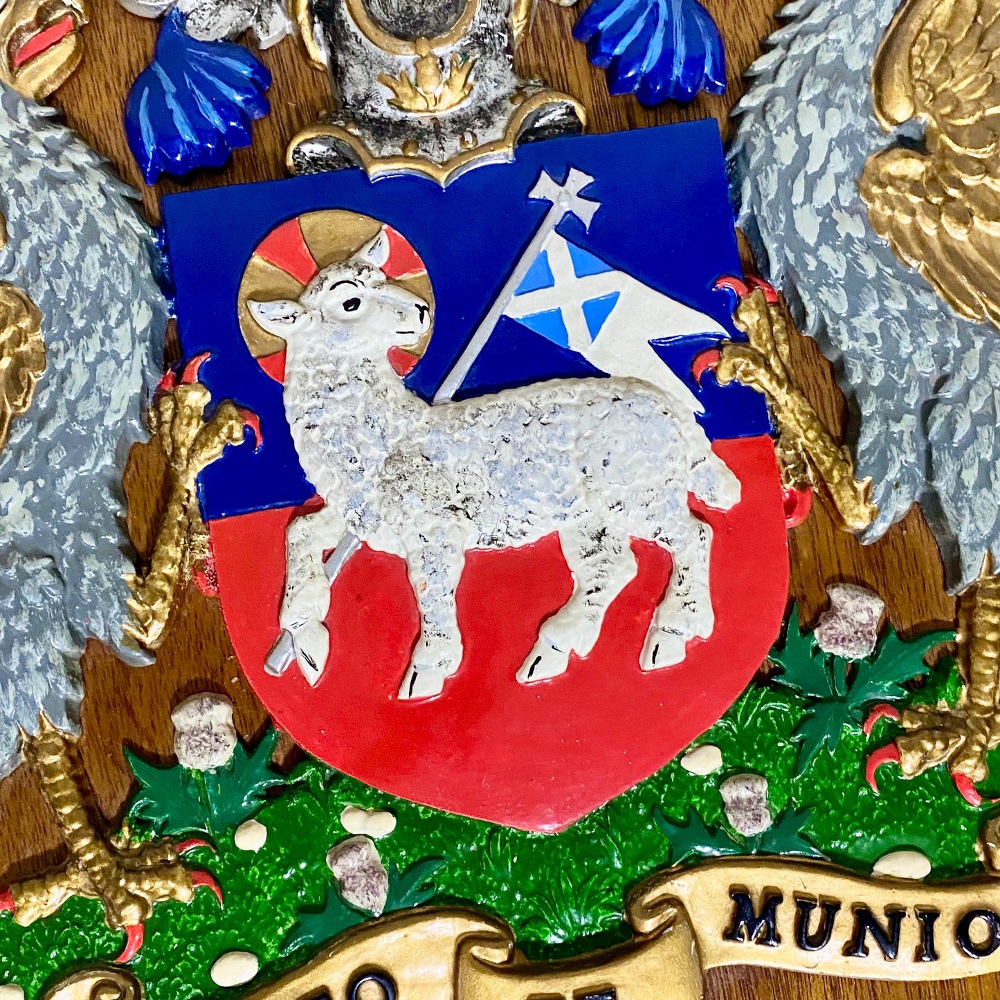 Vintage Heraldic Armorial General Accident Insurance Coat Of Arms Moneo Et Munio