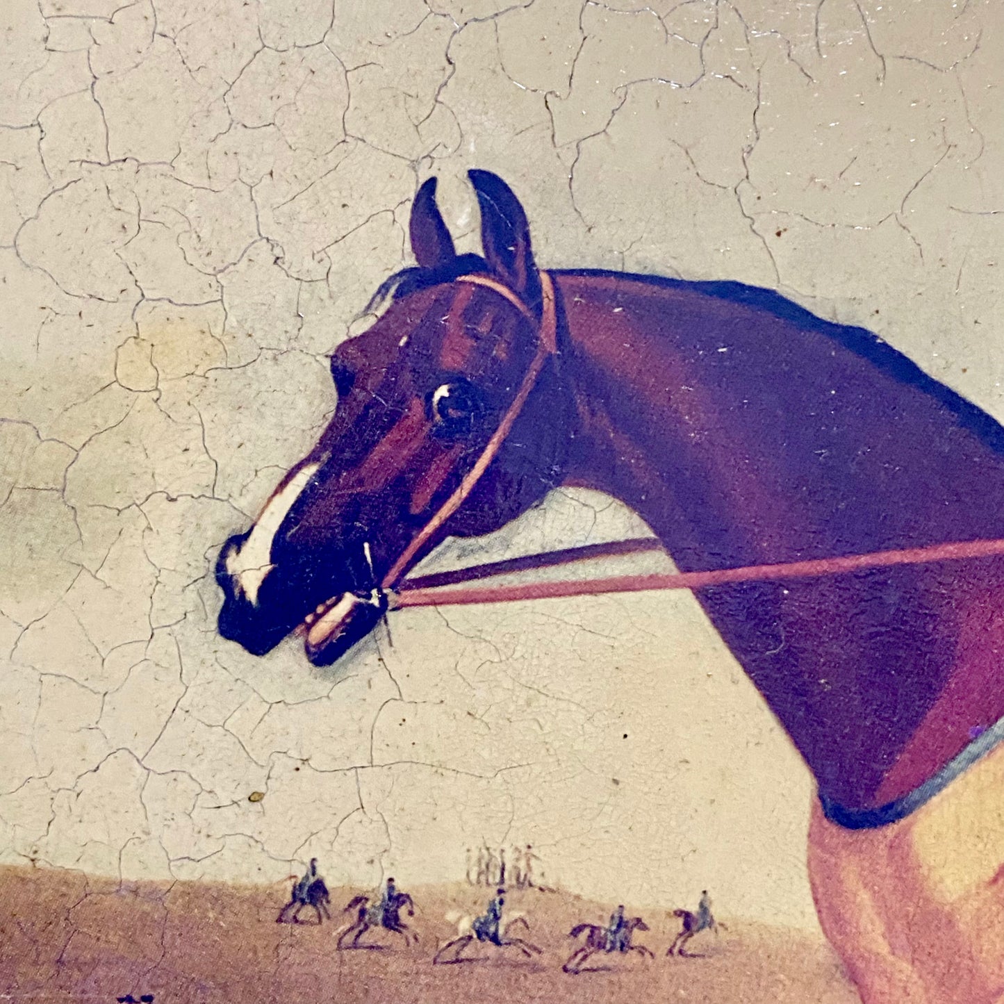 Antique British Sporting Art Race Horse & Jockey After James Seymour Gilt Framed