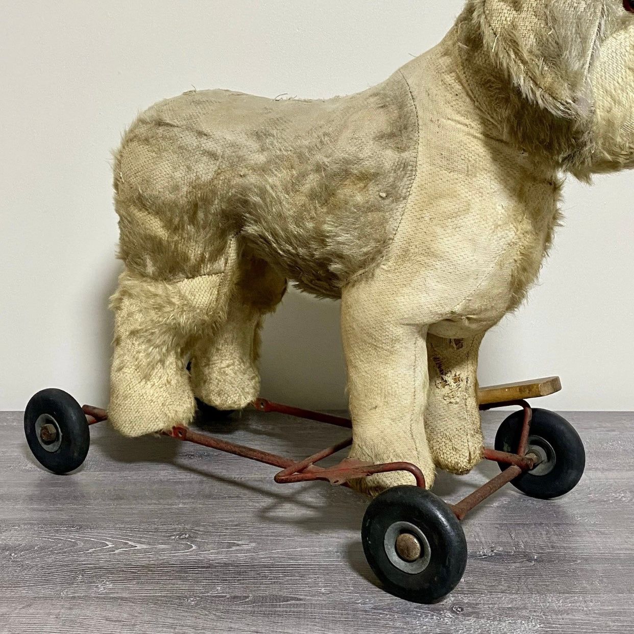 Vintage Pedigree Soft Toys 1940s/50's Mohair Dog Push Along Walker Toy Prop Rare