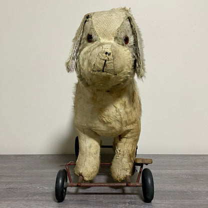 Vintage Pedigree Soft Toys 1940s/50's Mohair Dog Push Along Walker Toy Prop Rare