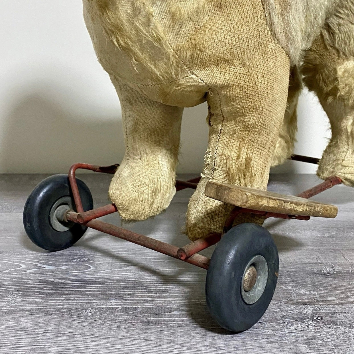 Vintage Pedigree Soft Toys 1940s/50's Mohair Dog Push Along Walker Toy Prop Rare