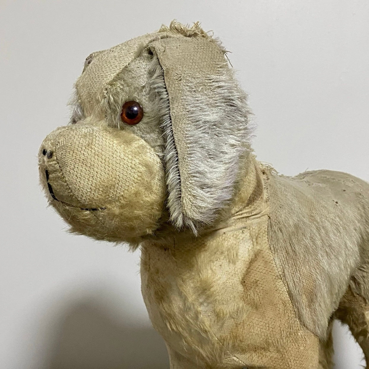 Vintage Pedigree Soft Toys 1940s/50's Mohair Dog Push Along Walker Toy Prop Rare