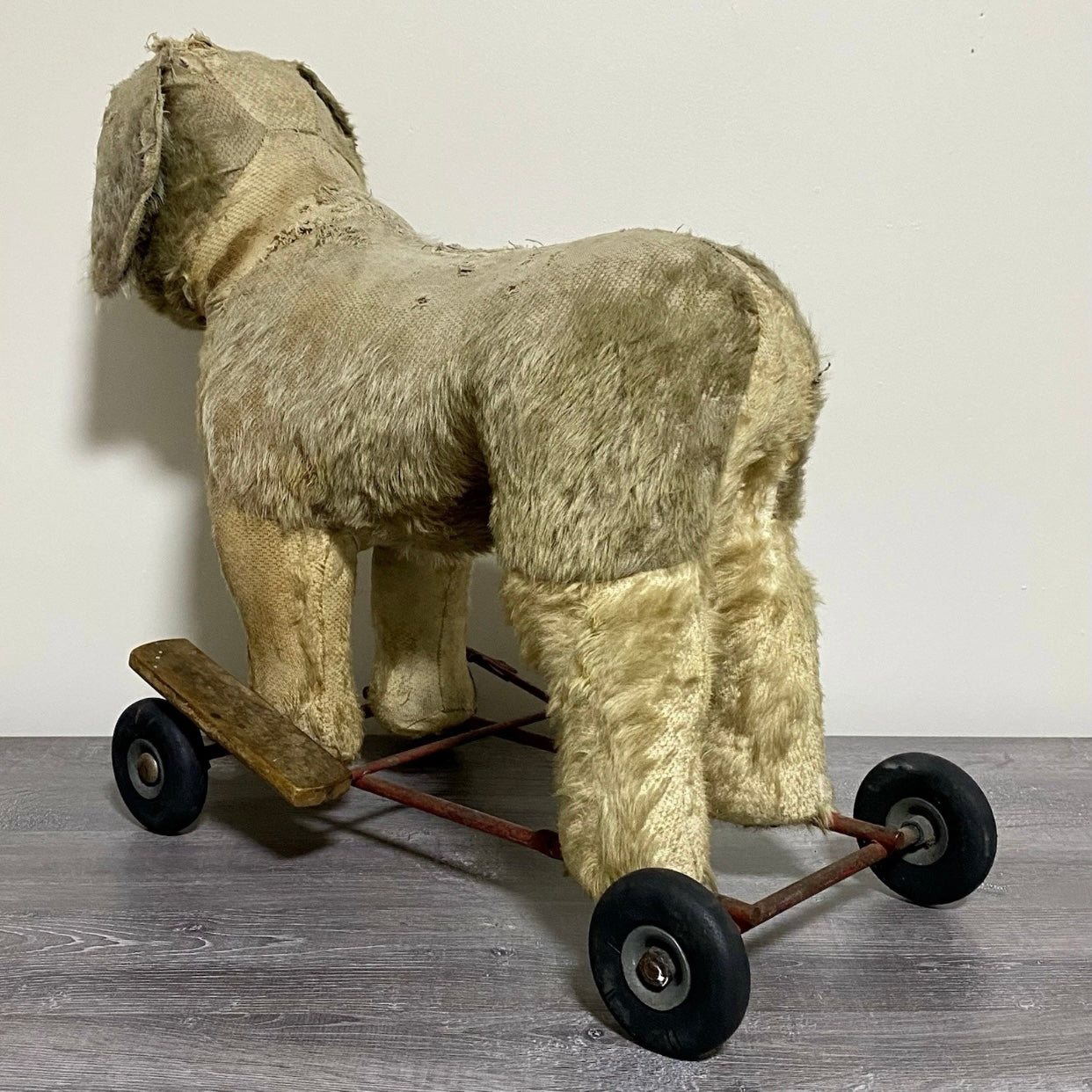 Vintage Pedigree Soft Toys 1940s/50's Mohair Dog Push Along Walker Toy Prop Rare