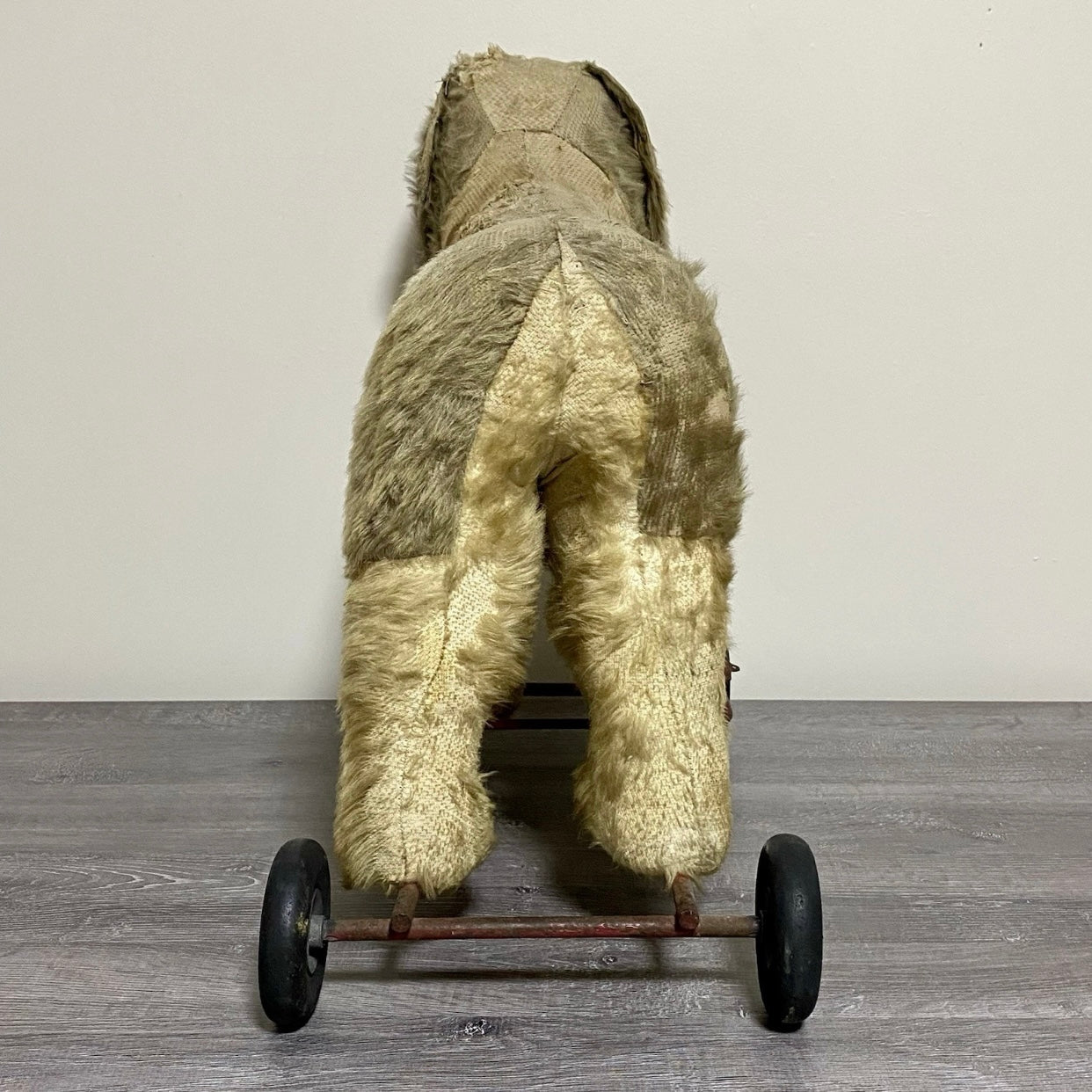 Vintage Pedigree Soft Toys 1940s/50's Mohair Dog Push Along Walker Toy Prop Rare