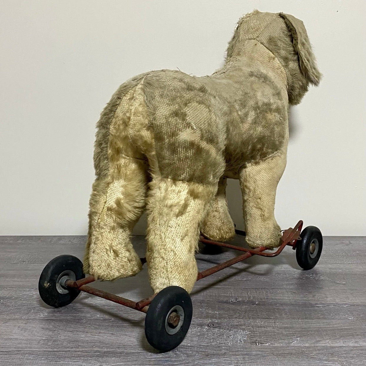 Vintage Pedigree Soft Toys 1940s/50's Mohair Dog Push Along Walker Toy Prop Rare