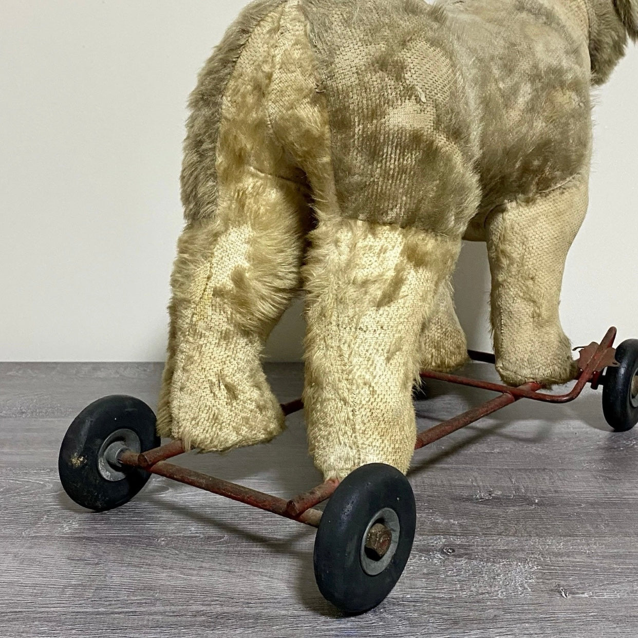 Vintage Pedigree Soft Toys 1940s/50's Mohair Dog Push Along Walker Toy Prop Rare