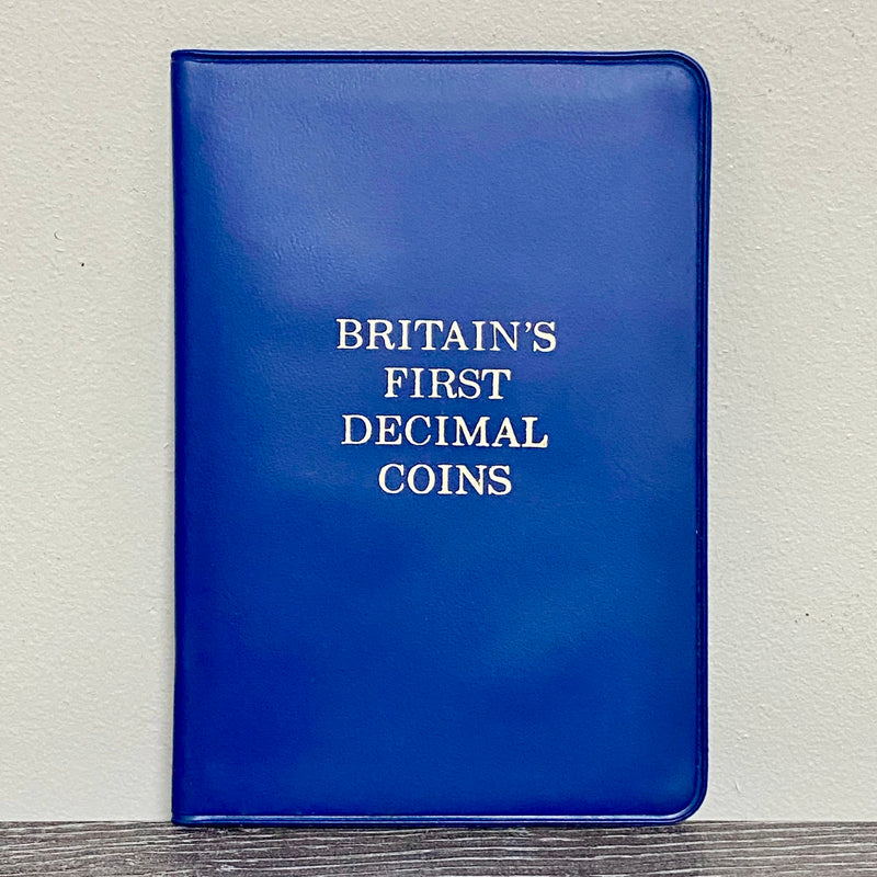 Vintage GB Britain's First Decimal Coin Set In Plastic Small Booklet Folder UNC