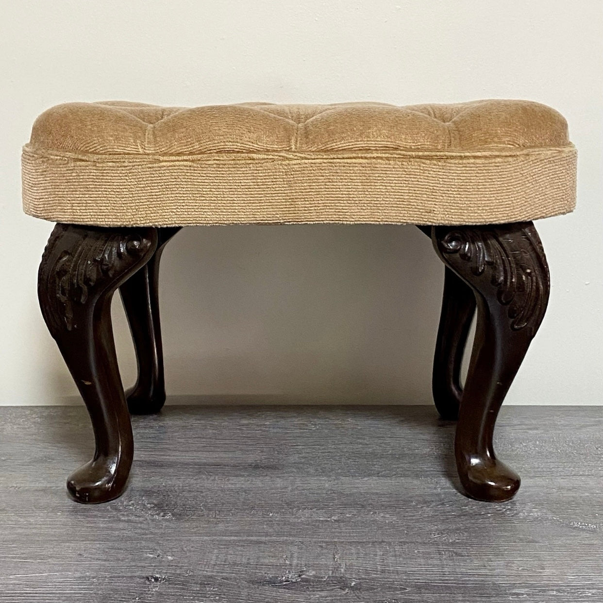 Antique Georgian Style Tufted Ottoman Soft Plush Footstool Art Deco Stool Rare