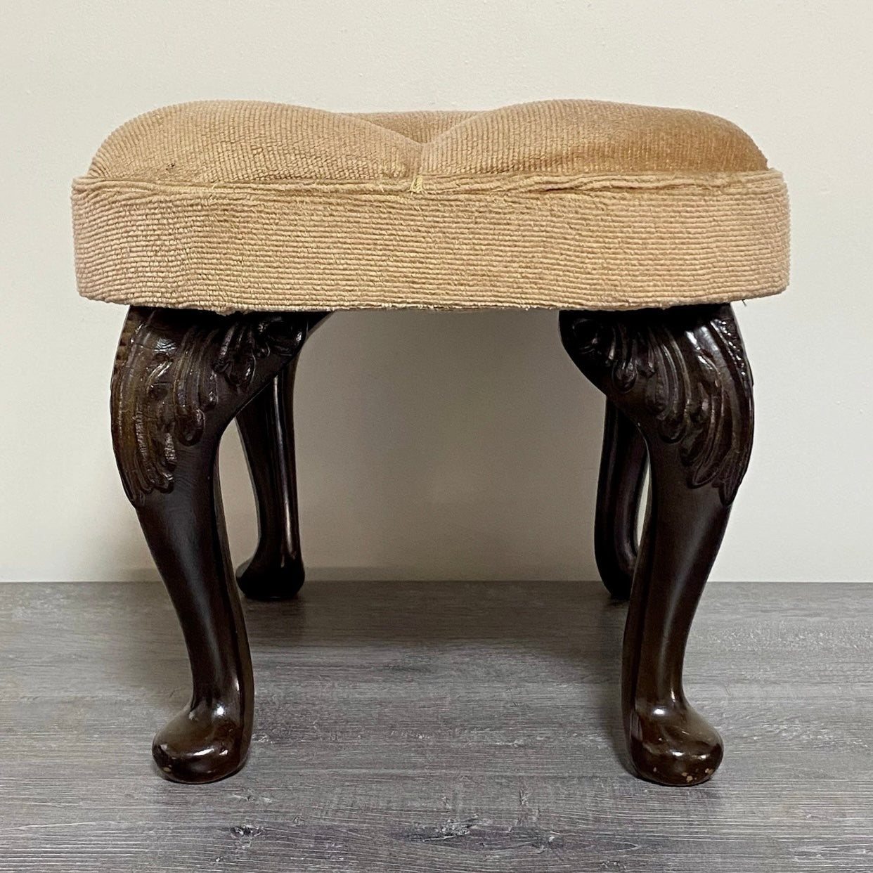 Antique Georgian Style Tufted Ottoman Soft Plush Footstool Art Deco Stool Rare