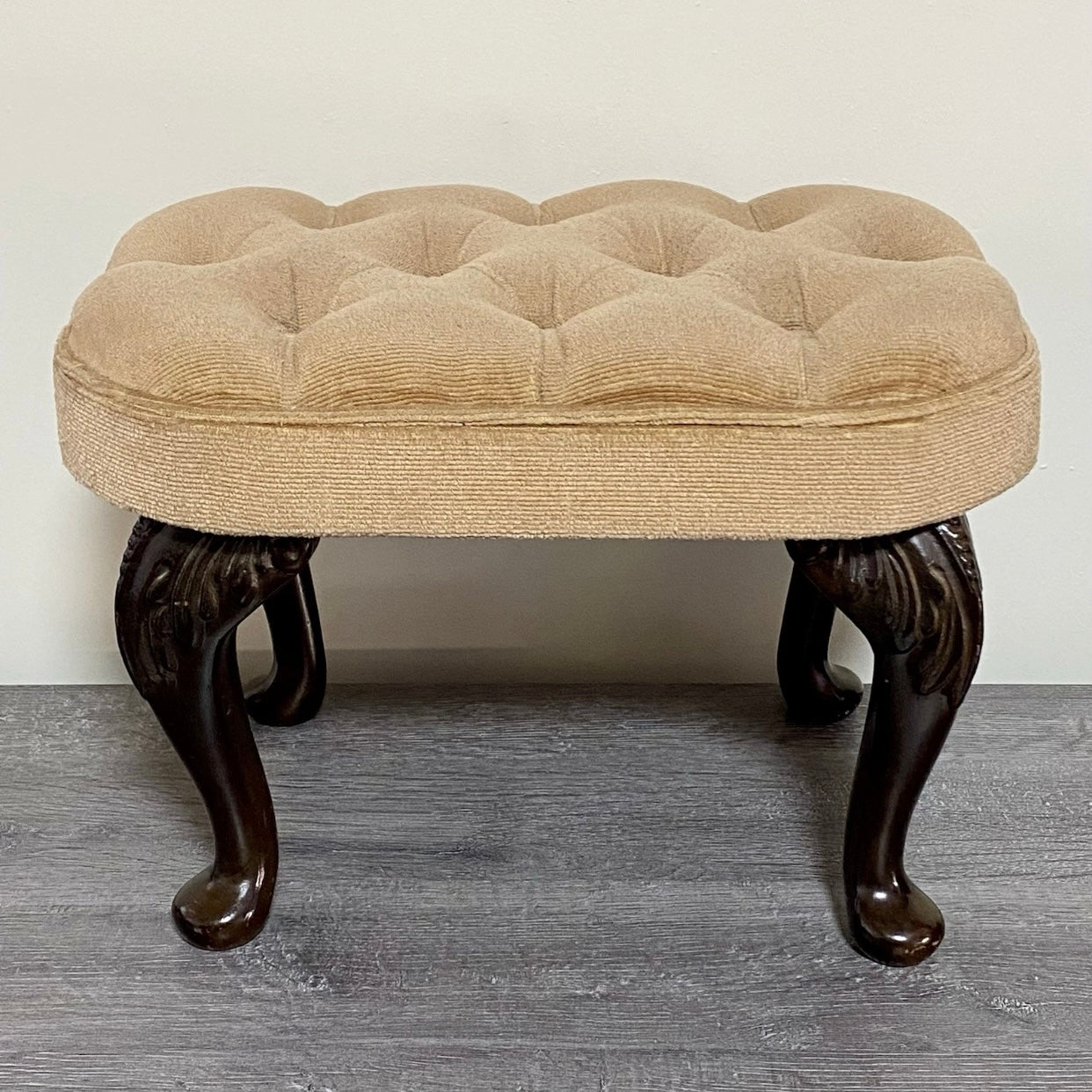 Antique Georgian Style Tufted Ottoman Soft Plush Footstool Art Deco Stool Rare