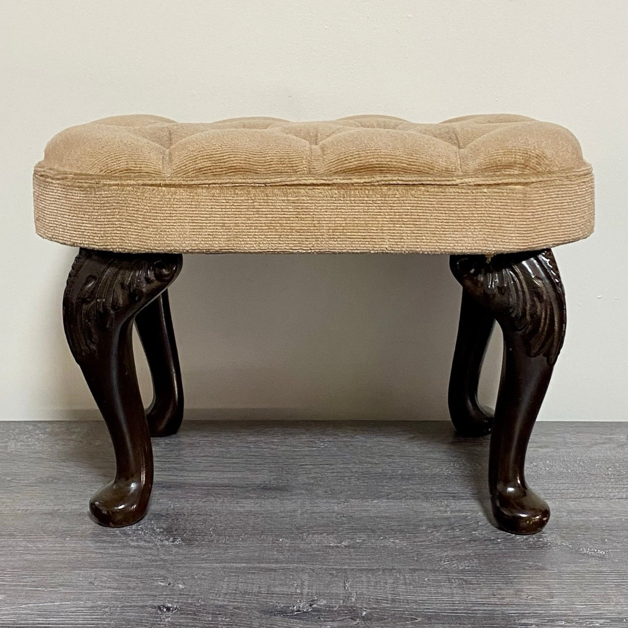 Antique Georgian Style Tufted Ottoman Soft Plush Footstool Art Deco Stool Rare