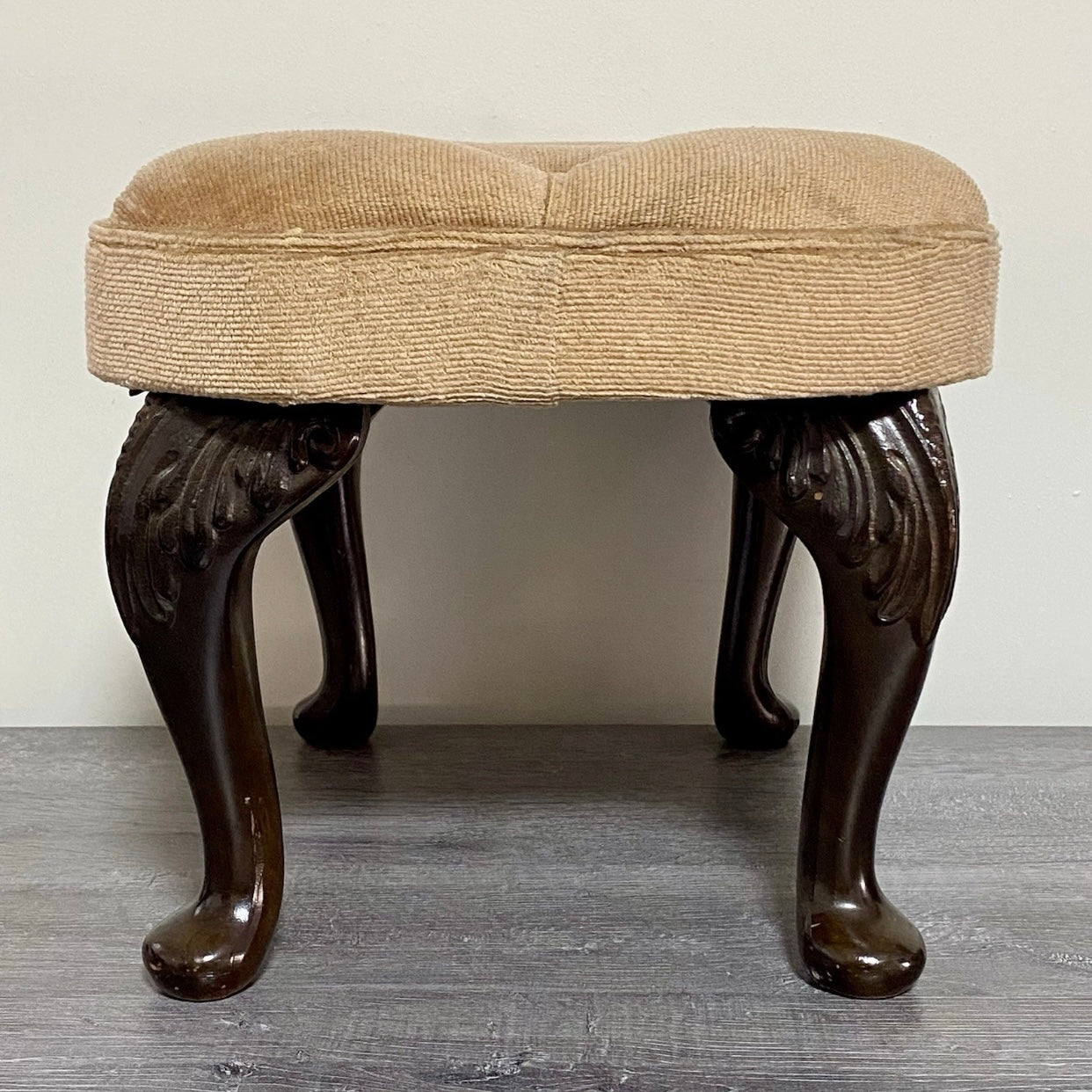 Antique Georgian Style Tufted Ottoman Soft Plush Footstool Art Deco Stool Rare