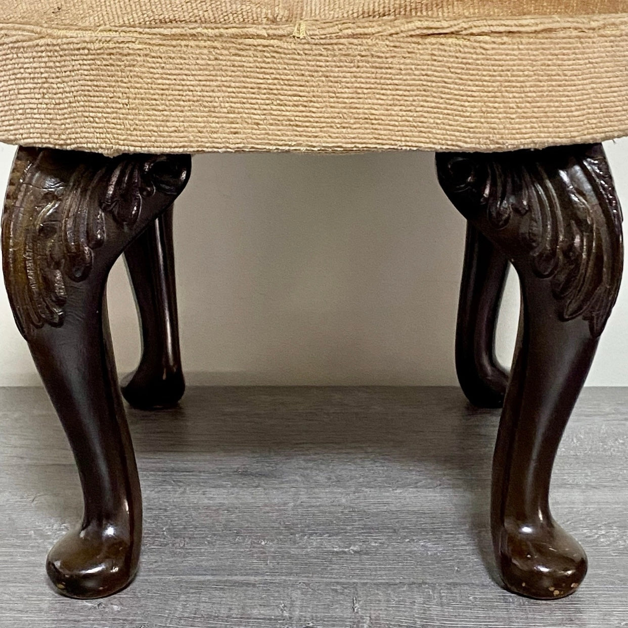 Antique Georgian Style Tufted Ottoman Soft Plush Footstool Art Deco Stool Rare