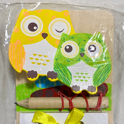 Fridge Magnet Wooden Owl Magnetic Mini Shopping List Notepad With Pencil & Clip