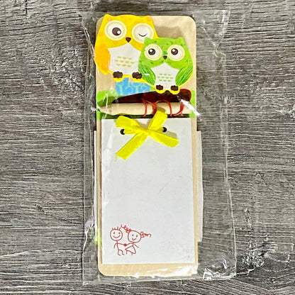 Fridge Magnet Wooden Owl Magnetic Mini Shopping List Notepad With Pencil & Clip