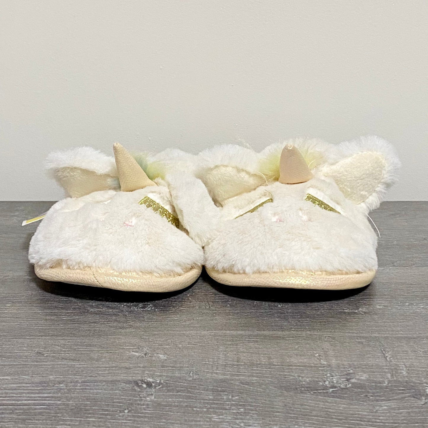 Youngfine Unicorn White Soft Plush Fur Slippers Girls Children Youth UK Size 1/2