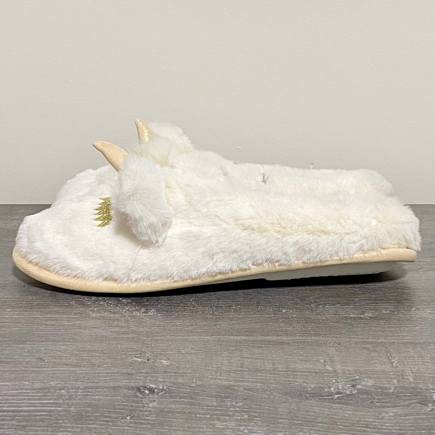 Youngfine Unicorn White Soft Plush Fur Slippers Girls Children Youth UK Size 1/2
