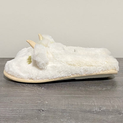 Youngfine Unicorn White Soft Plush Fur Slippers Girls Children Youth UK Size 1/2