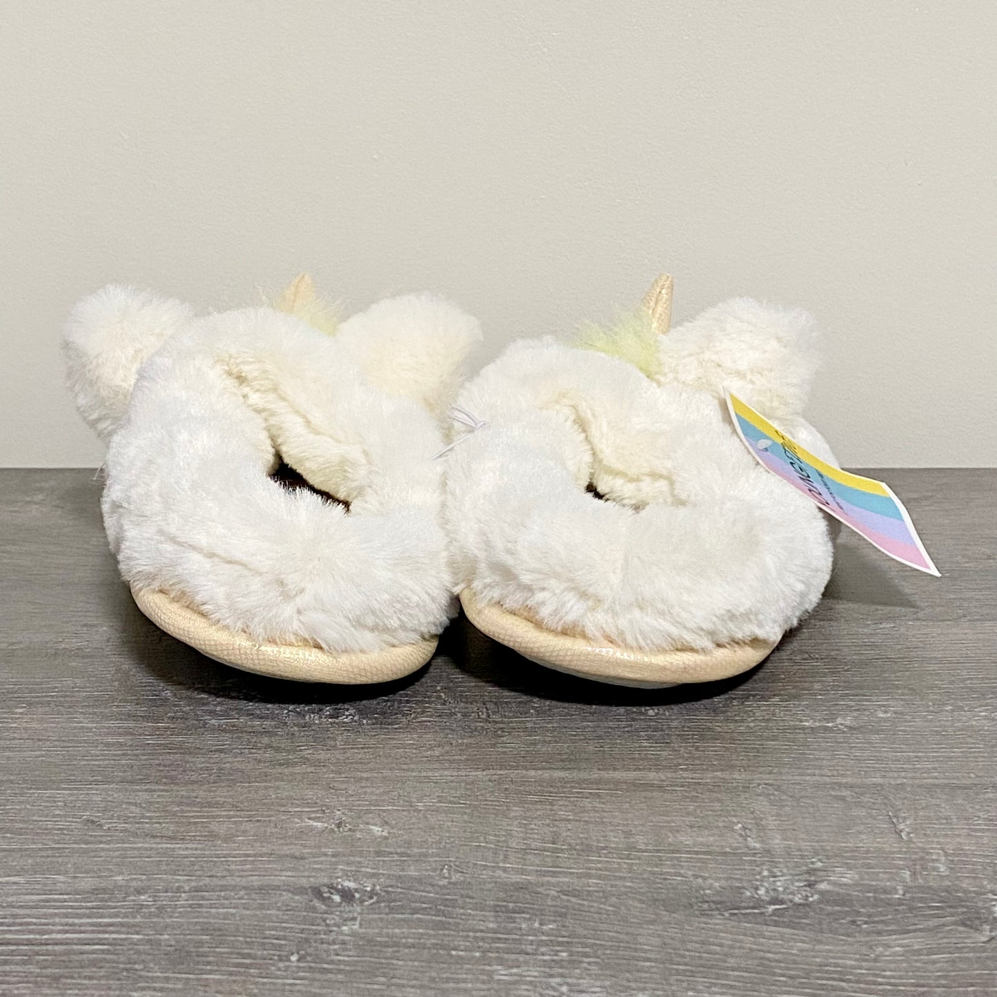 Youngfine Unicorn White Soft Plush Fur Slippers Girls Children Youth UK Size 1/2