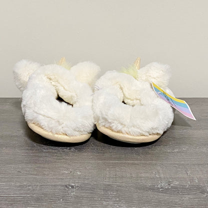 Youngfine Unicorn White Soft Plush Fur Slippers Girls Children Youth UK Size 1/2