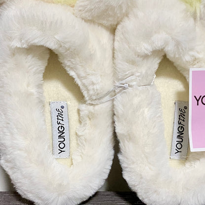 Youngfine Unicorn White Soft Plush Fur Slippers Girls Children Youth UK Size 1/2
