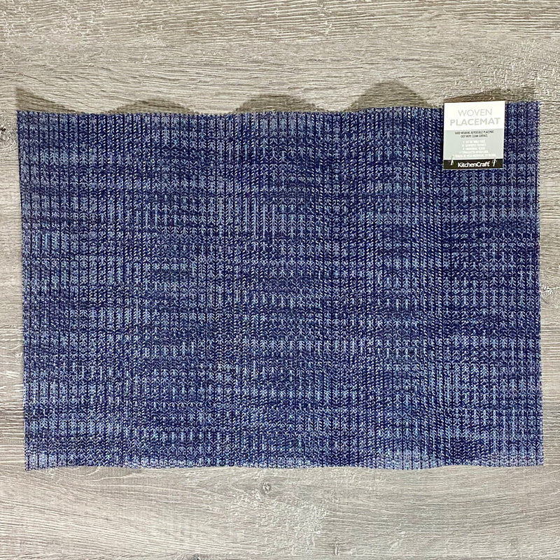 2x KitchenCraft Woven Blue Rectangular Placemat Dining Table Mat Protection Pair