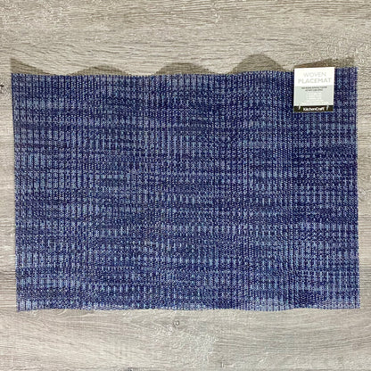 2x KitchenCraft Woven Blue Rectangular Placemat Dining Table Mat Protection Pair