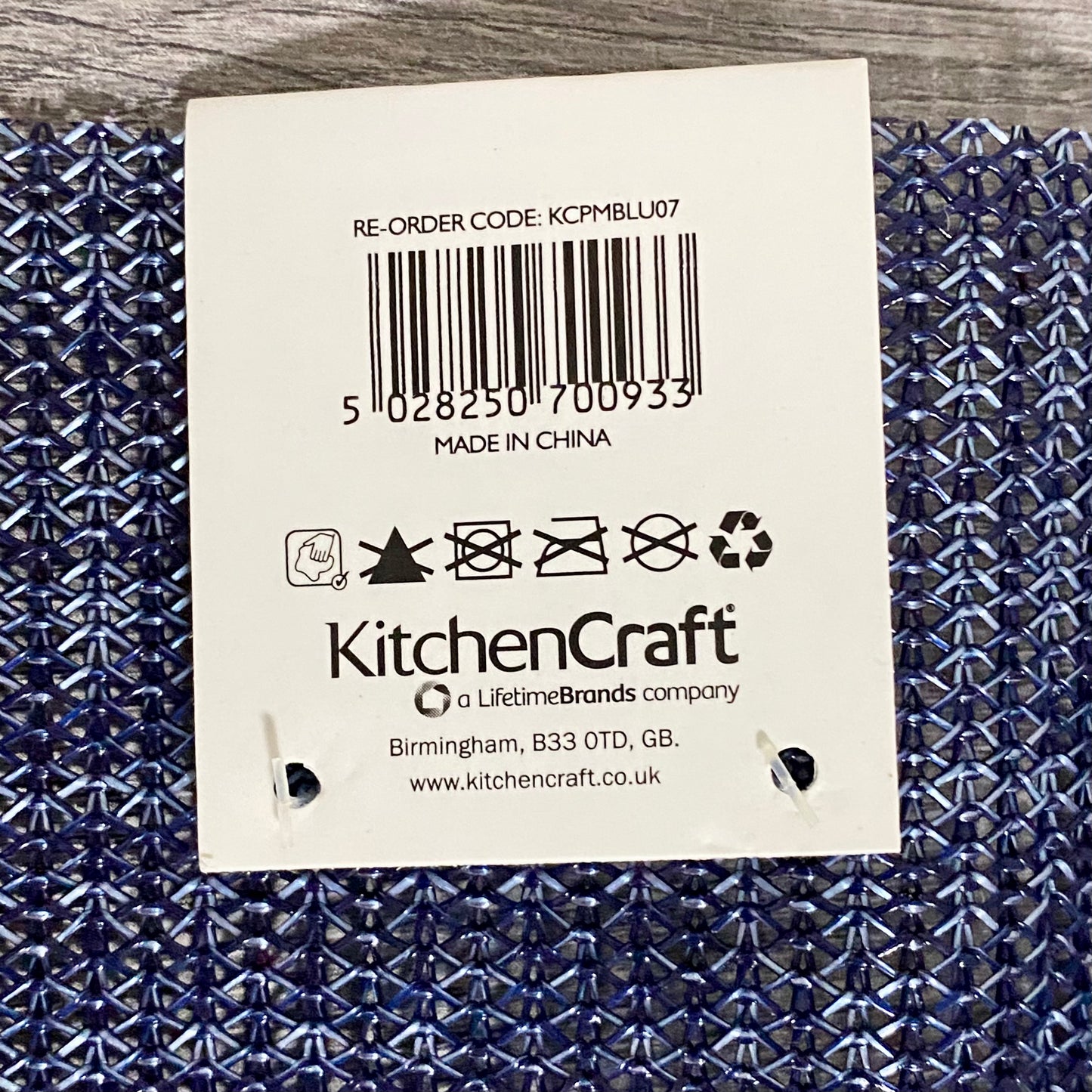 2x KitchenCraft Woven Blue Rectangular Placemat Dining Table Mat Protection Pair