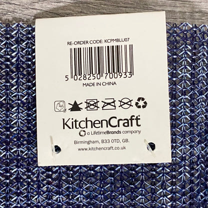2x KitchenCraft Woven Blue Rectangular Placemat Dining Table Mat Protection Pair