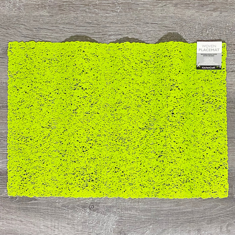 1x KitchenCraft Woven Green Rectangular Placemat Dining Table Hard Wearing Mat